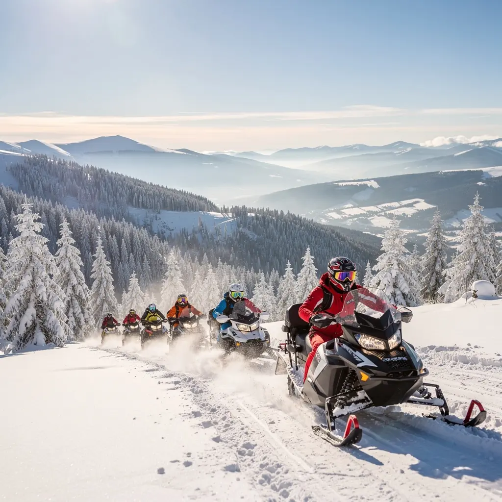 A picturesque view of snow-covered mountains in Slovakia, ideal for winter sports enthusiasts.